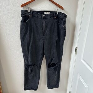 Abercrombie 90s straight high rise Black Distressed Jeans